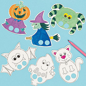 Halloween Colour In Finger Puppets 