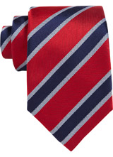 Red and Navy Wide Rib Stripe Tie