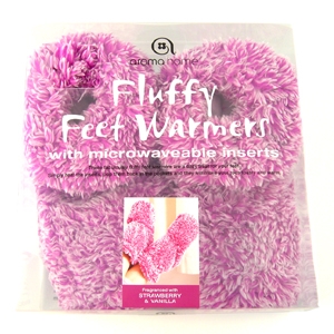 Purple Fluffy Hot Sox Slippers Strawberry and Vanilla Scented