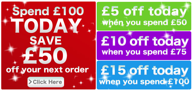 Spend £100 today and save £50 off your next order