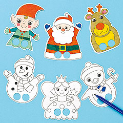 Christmas Colour In Finger Puppets 