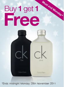 Buy 1 get 1 Free on CK One & CK Be 50ml