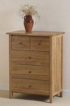 Chaucer Solid Oak Tall Chest of Drawers
