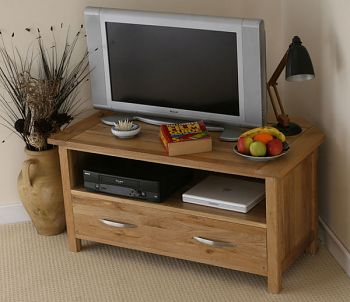 Newark Solid Oak Corner TV + DVD Cabinet