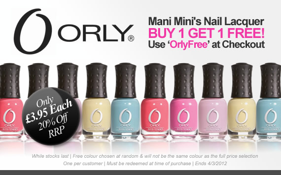 Buy one get one free offer on Orly Mani Mini's Nail Lacquer