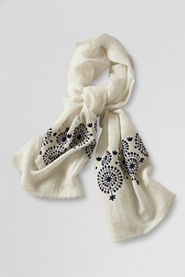 Women's Cotton/Linen Embroidered Scarf