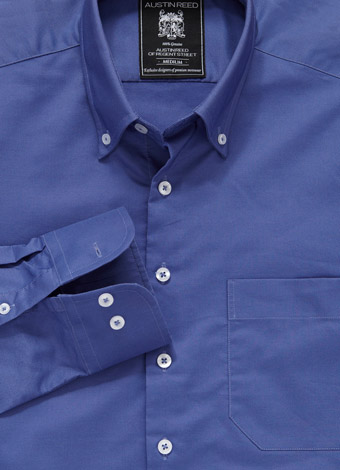 Long Sleeved Dark Blue Oxford Shirt