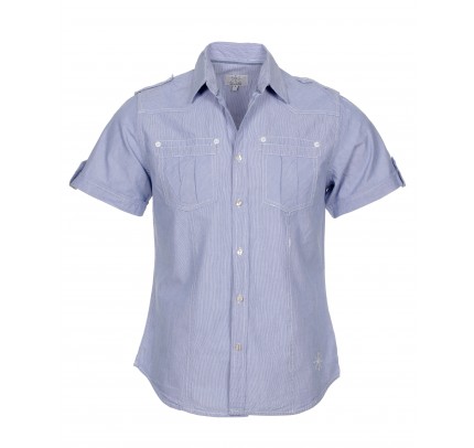 BC London Fine Stripe Short Sleeve Shirt Blue