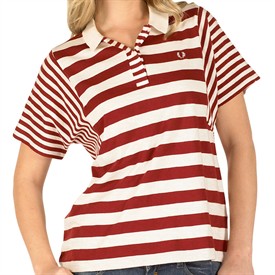 Fred Perry Womens Multi Stripe Shirt Rich Maroon