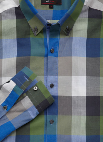 Fitted Green Overcheck Shirt