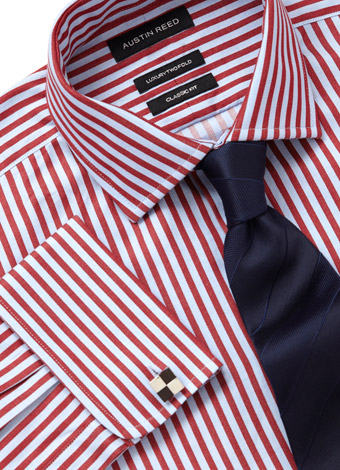 City Blue Red Stripe Double Cuff Shirt