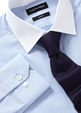 City Blue White Collar Single Cuff Shirt