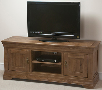 French Farmhouse Solid Oak Widescreen TV Cabinet 