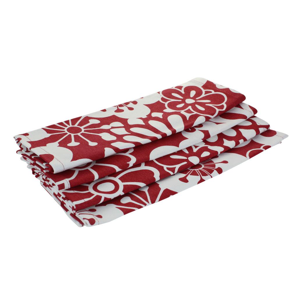 Set of 4 Abstract Placemats 30 x 40 cm Red