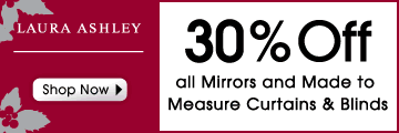 30% off all Lighting, Mirrors & Made to Measure Curtains & Blinds. 30% off Selected Cabinet. Plus Free UK Delivery on Furniture & Upholstery