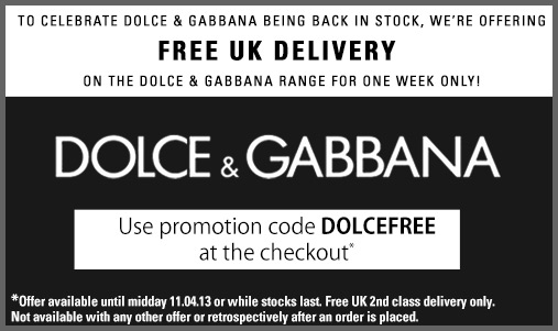 Free UK Delivery on All Dolce and Gabbana Products