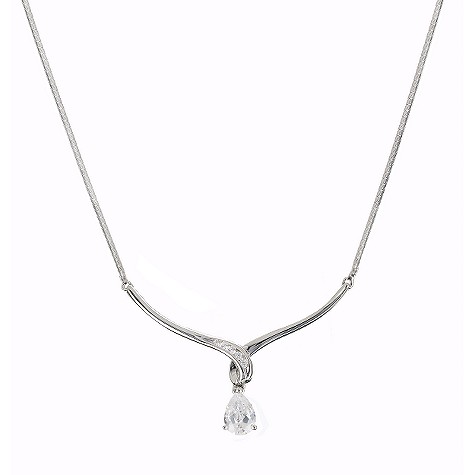 50% off 9ct white gold diamond & cubic zirconia necklace