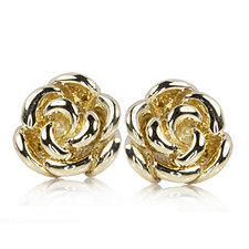 9ct Gold Highly Polished Rose Design Stud Earrings for £99.99